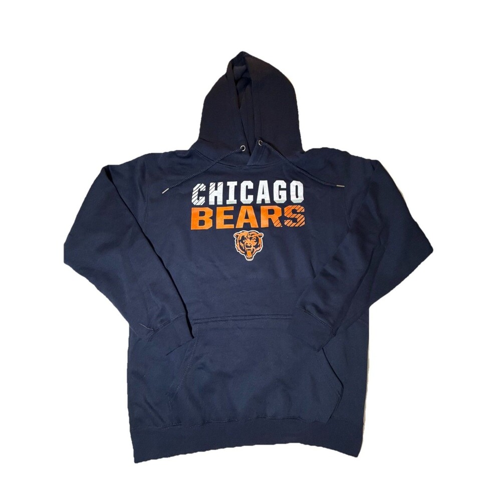 New NWOT Fanatics Chicago Bears Navy  Blue Pullover Hoodie Large NFL Sweatshirt